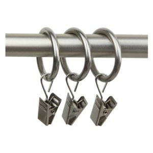 NWT ROD DESYNE Set of 10 Curtain 1" Rings with Clips- SATIN NICKEL